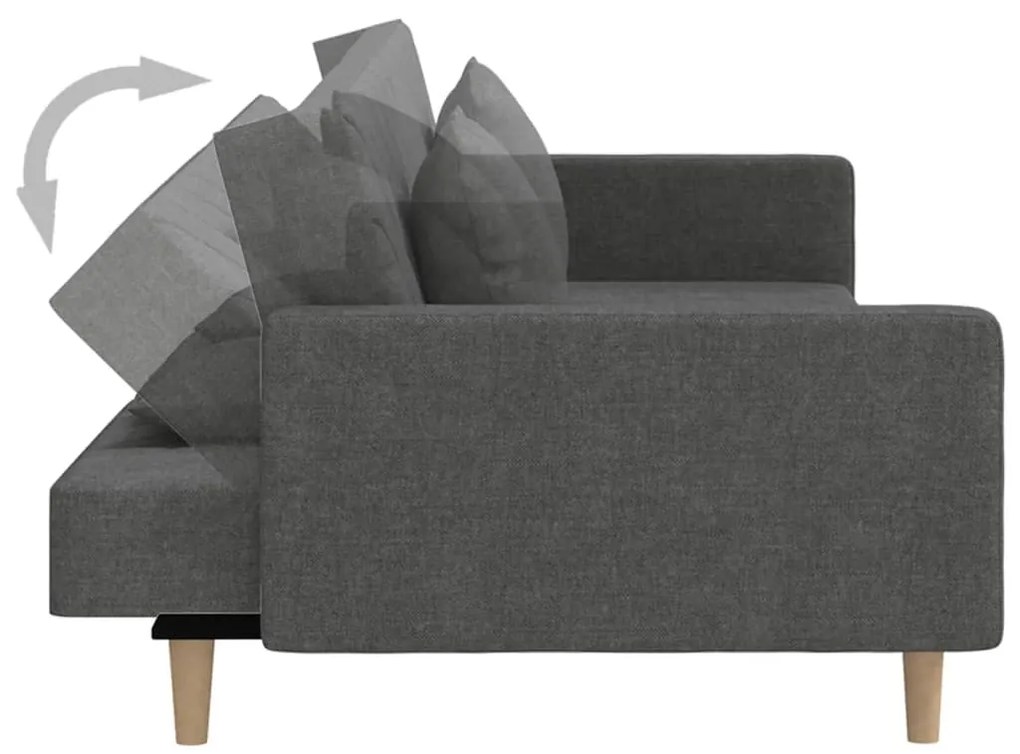 Sofá-cama 2 lugares com duas almofadas tecido cinzento-escuro