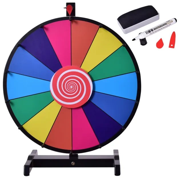Roleta Roda da Sorte de 18" com suporte, dá para escrever e limpar com espuma apagável para festas Roda de prémio Multicolorido