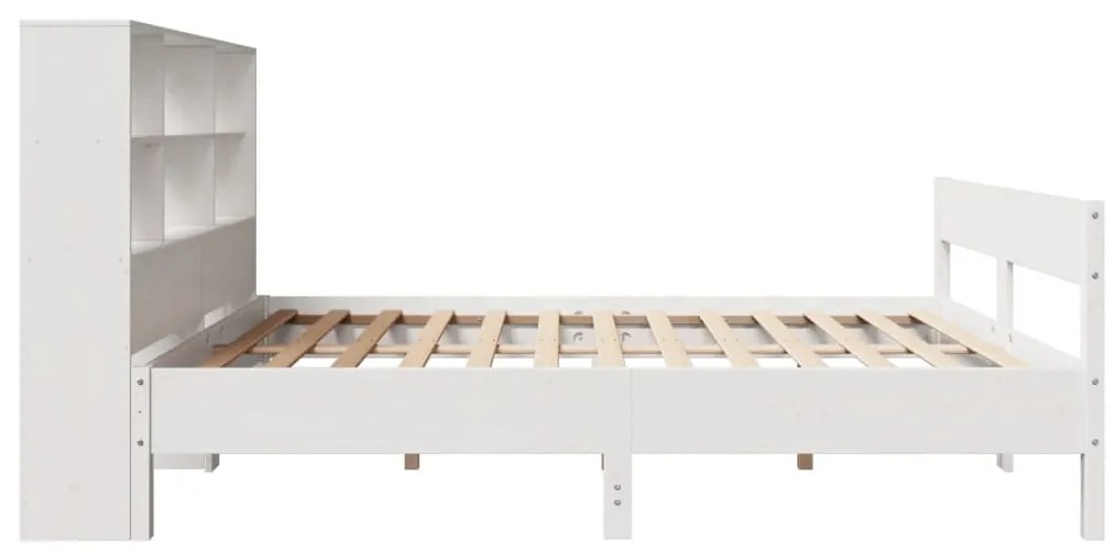 Cama com estante sem colchão 140x190 cm pinho maciço branco