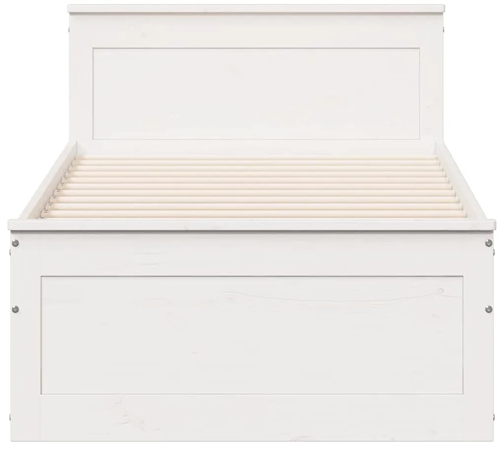 Estrutura de cama s/ colchão e c/ cabeceira pinho maciço branco
