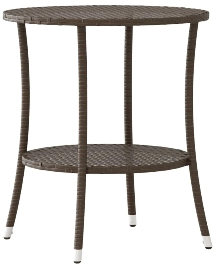 Cadeiras jardim reclináveis 2 pcs c/ mesa vime PE castanho