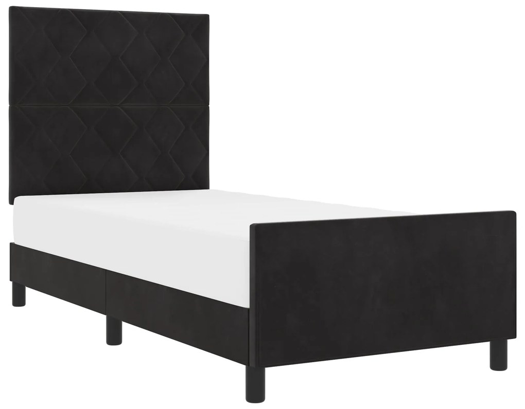 Estrutura de Cama Preta 90x190 cm Veludo