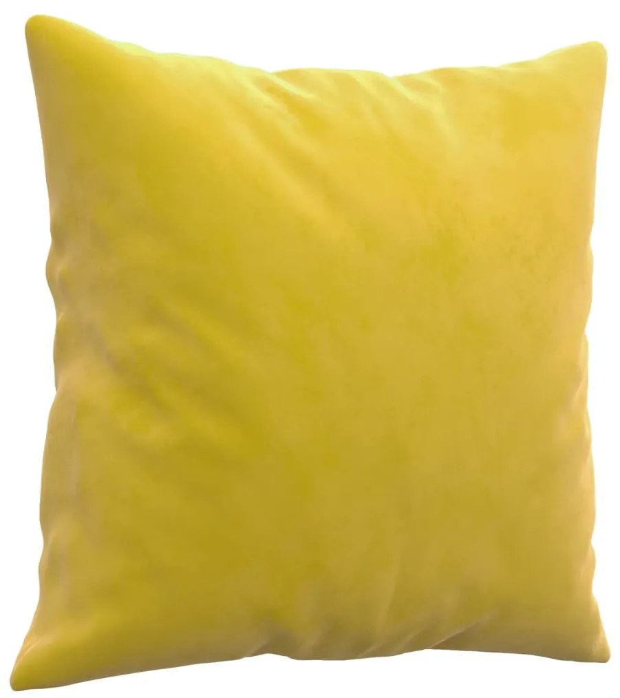 Sofá 2 lugares c/ almofadas decorativas 120 cm veludo amarelo