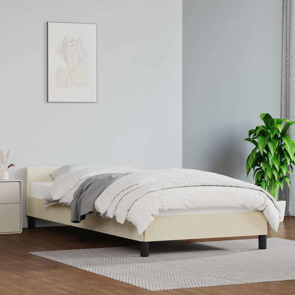 Estrutura cama c/ cabeceira sem colchão 90x190 cm creme
