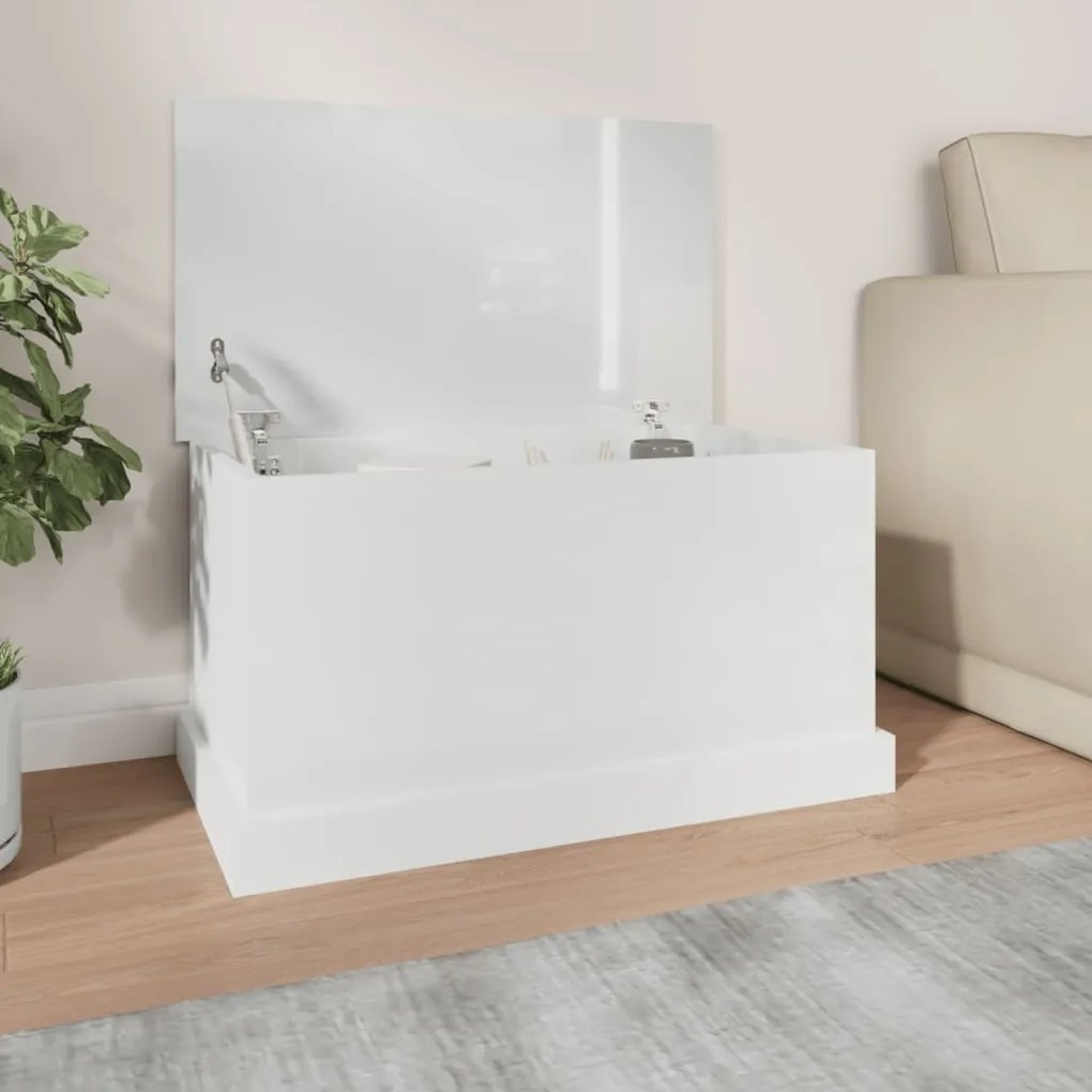 816506 vidaXL Caixa de arrumação 70x40x38 cm deriv. madeira branco brilhante