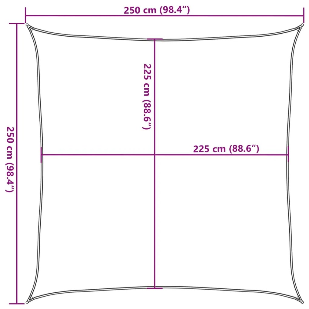 Para-sol estilo vela quadrado 160 g/m² 2,5x2,5m PEAD terracotta