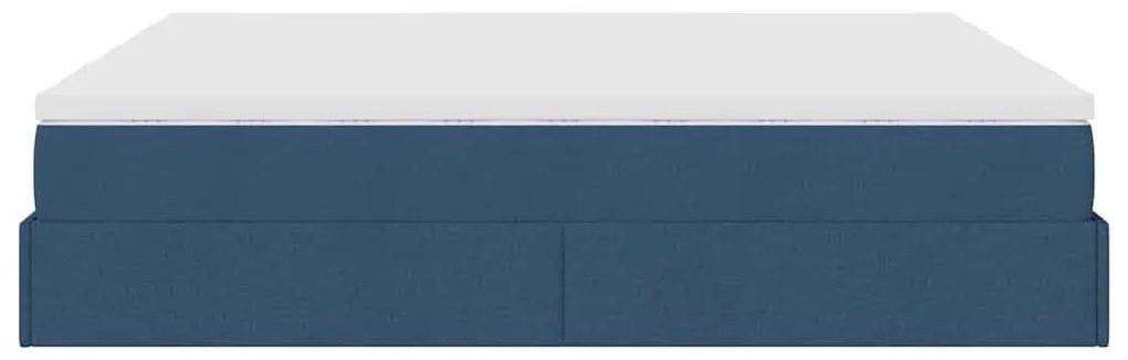 Estrutura de cama otomana com colchões 180x200cm tecido azul