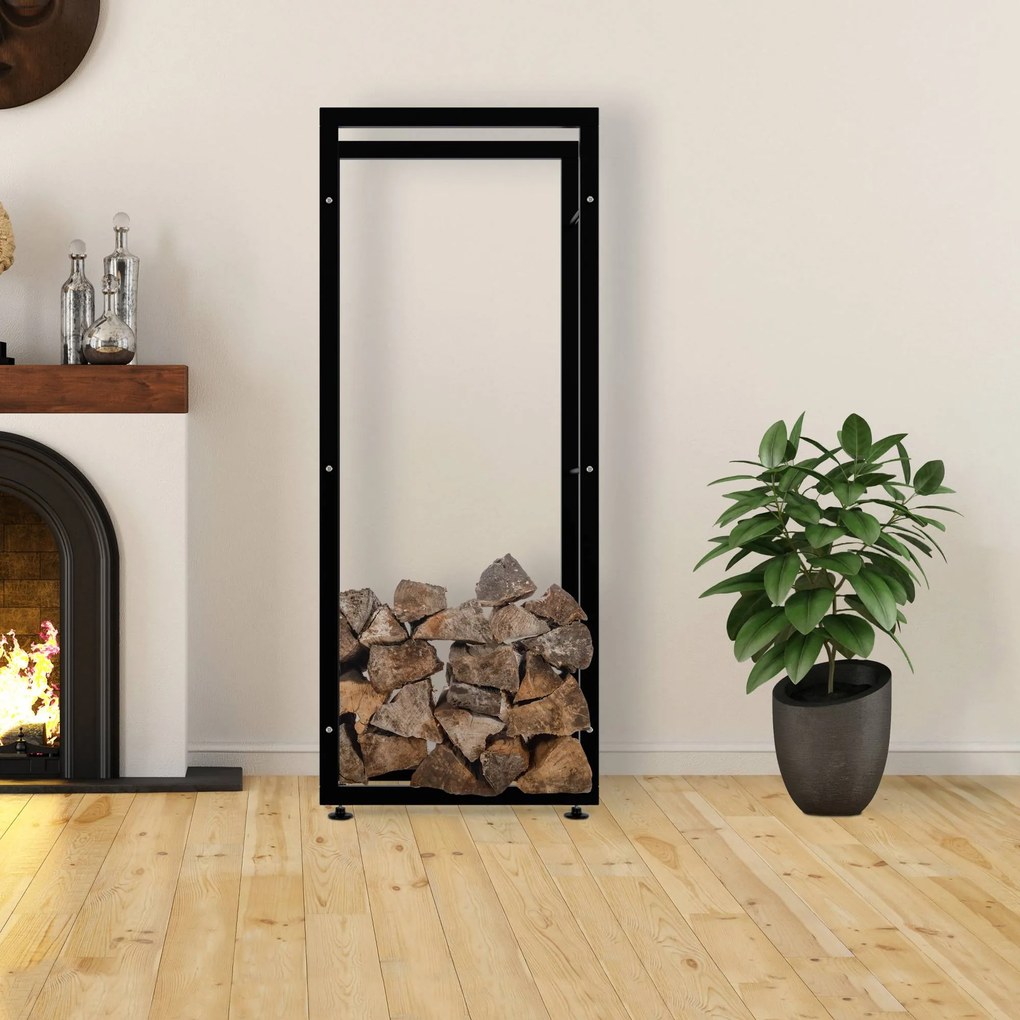 Suporte para lenha Keri V2 60 x 150 x 25 cm Preto