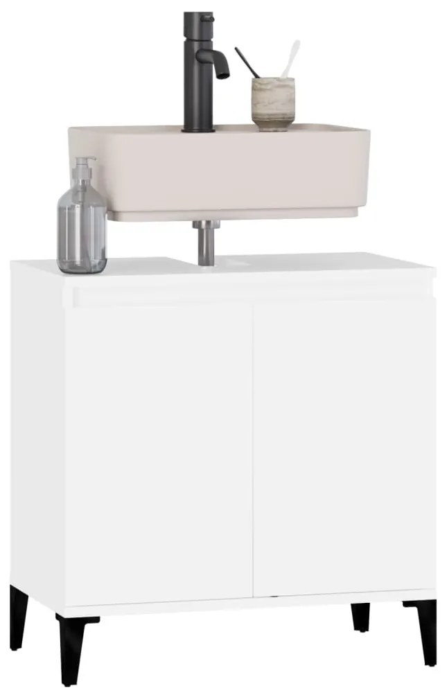 Armário de lavatório 58x33x60 cm derivados de madeira branco