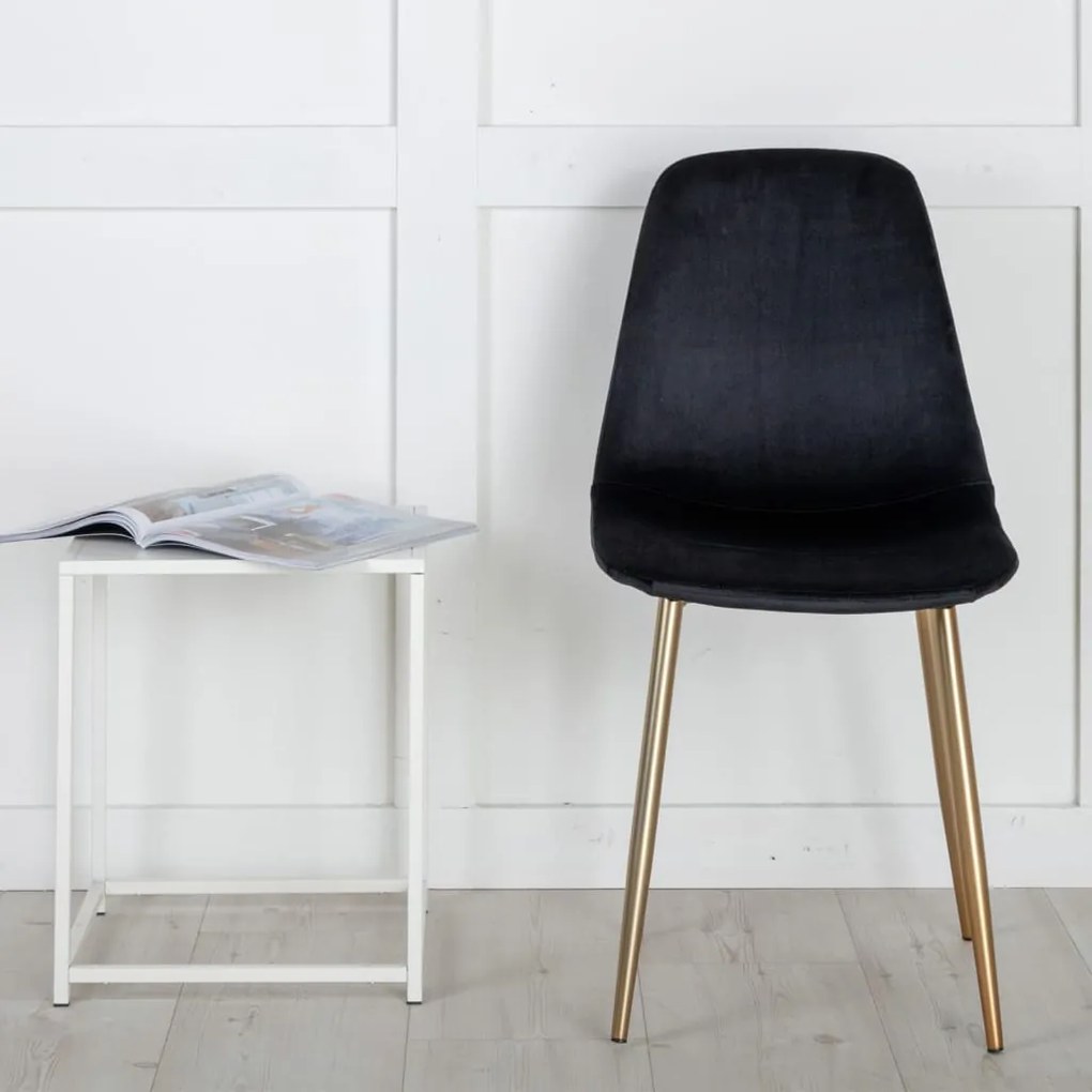 Cadeiras de jantar Polar 2 pcs veludo preto e latão