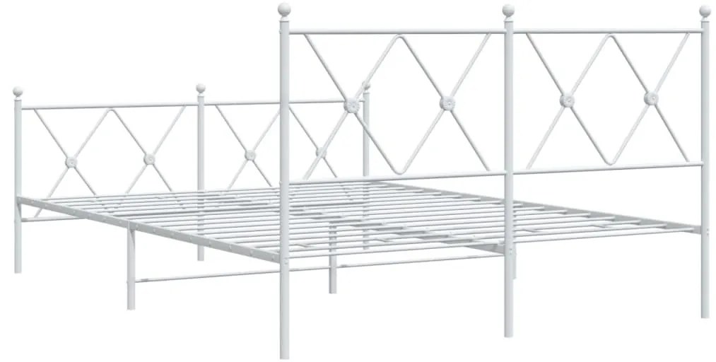 Estrutura de cama com cabeceira e pés 140x200 cm metal branco