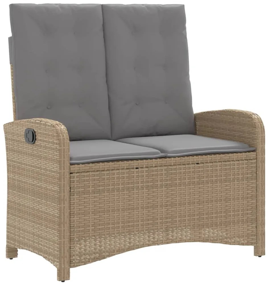 2 pcs conjunto de jantar p/ jardim com almofadões vime PE bege