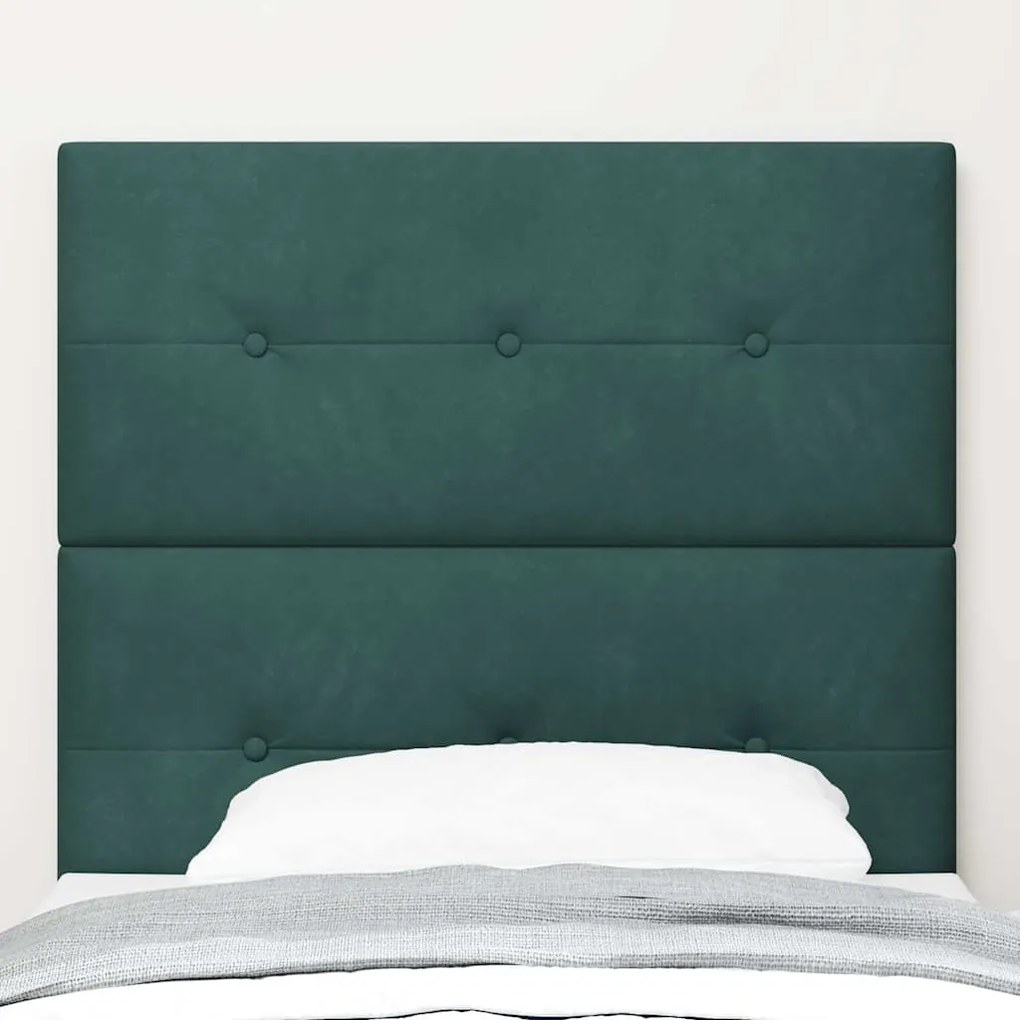 Cabeceira LED vidaXL Verde Escuro 90 cm Veludo