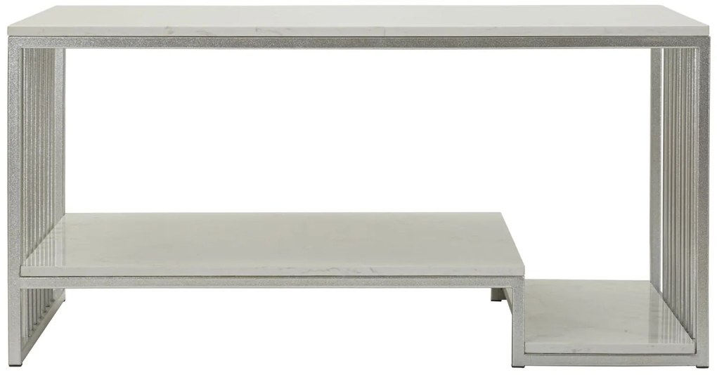 MESA DE CENTRO KAYSERI 90X60X45 CM PRATA E BRANCO
