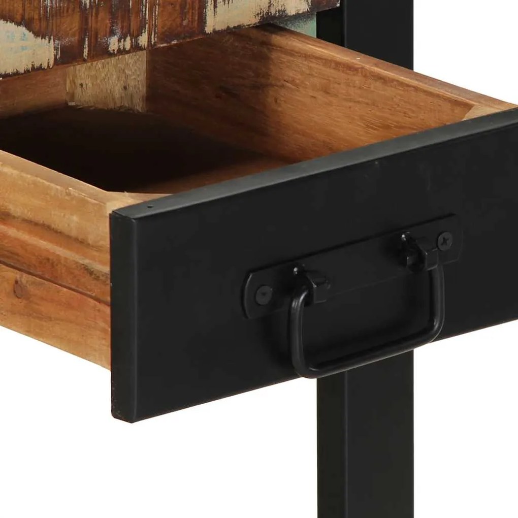 Mesa lateral multicor 35x35x50 cm madeira maciça recuperada
