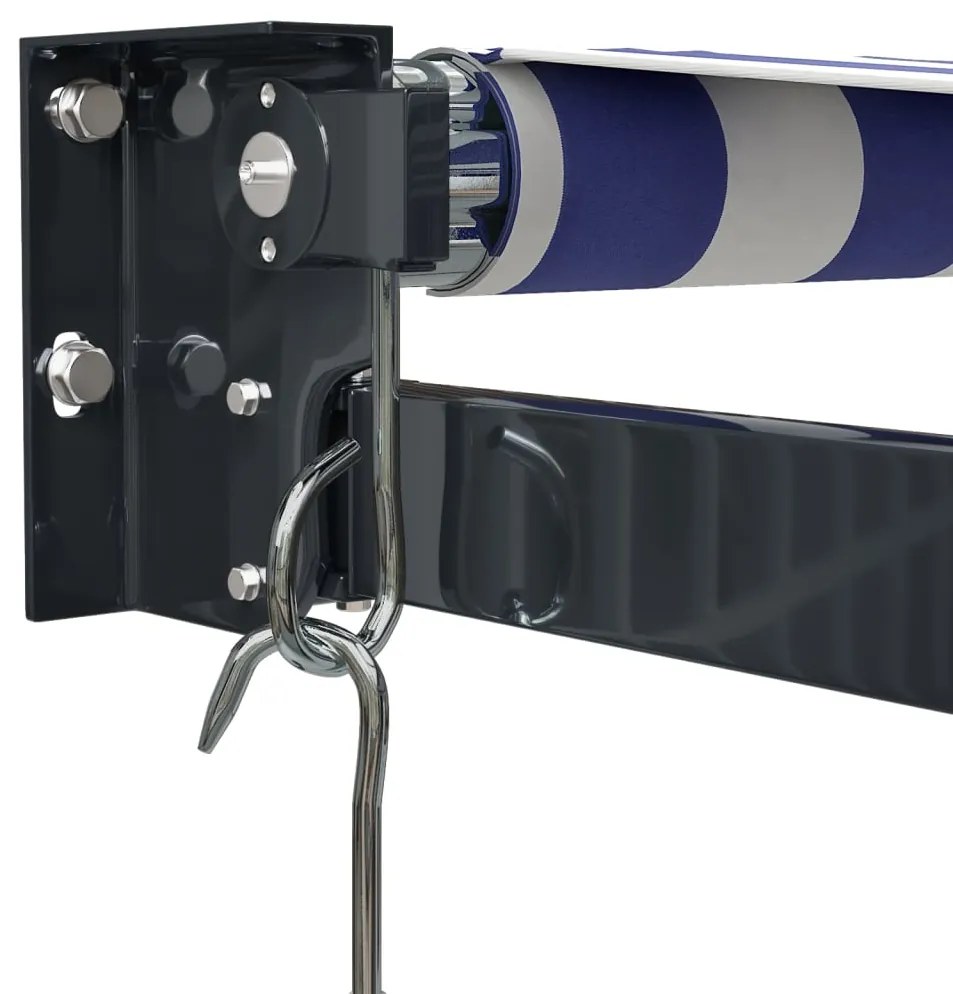Toldo retrátil 4,5x3 m tecido e alumínio azul e branco