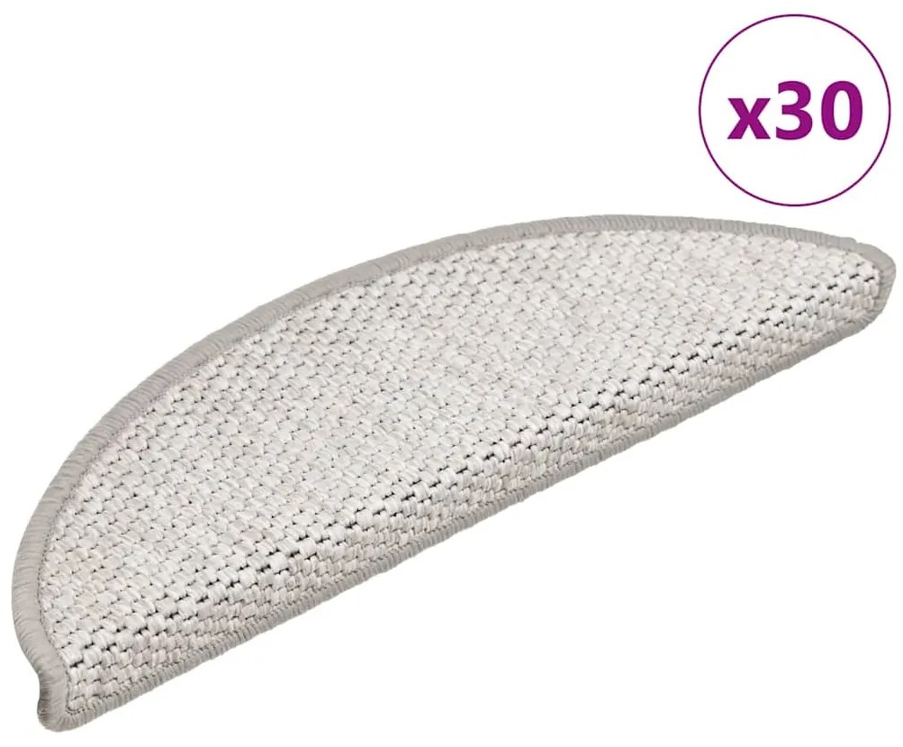 Tapetes escada adesivos aspeto sisal 30 pcs 56x17x3cm platina