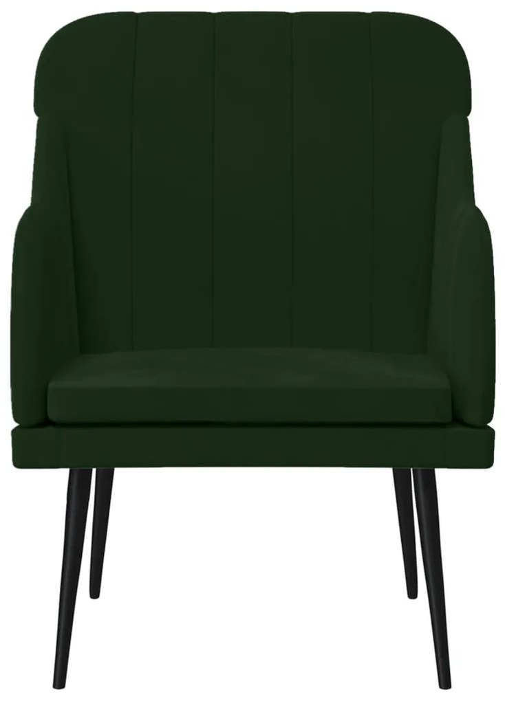 Cadeira c/ apoio de braços 63x76x80 cm veludo verde-escuro
