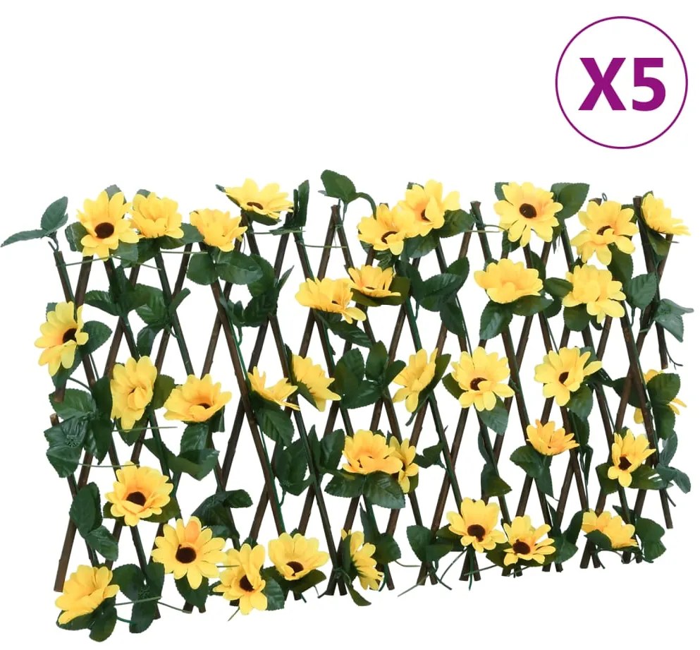 vidaXL Treliça de hera artificial extensível 5 pcs 180x20 cm amarelo