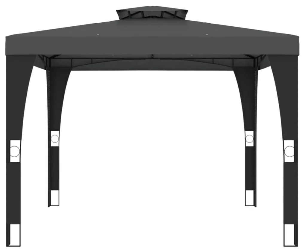 Gazebo com telhado duplo 2,98x2,98 m aço antracite