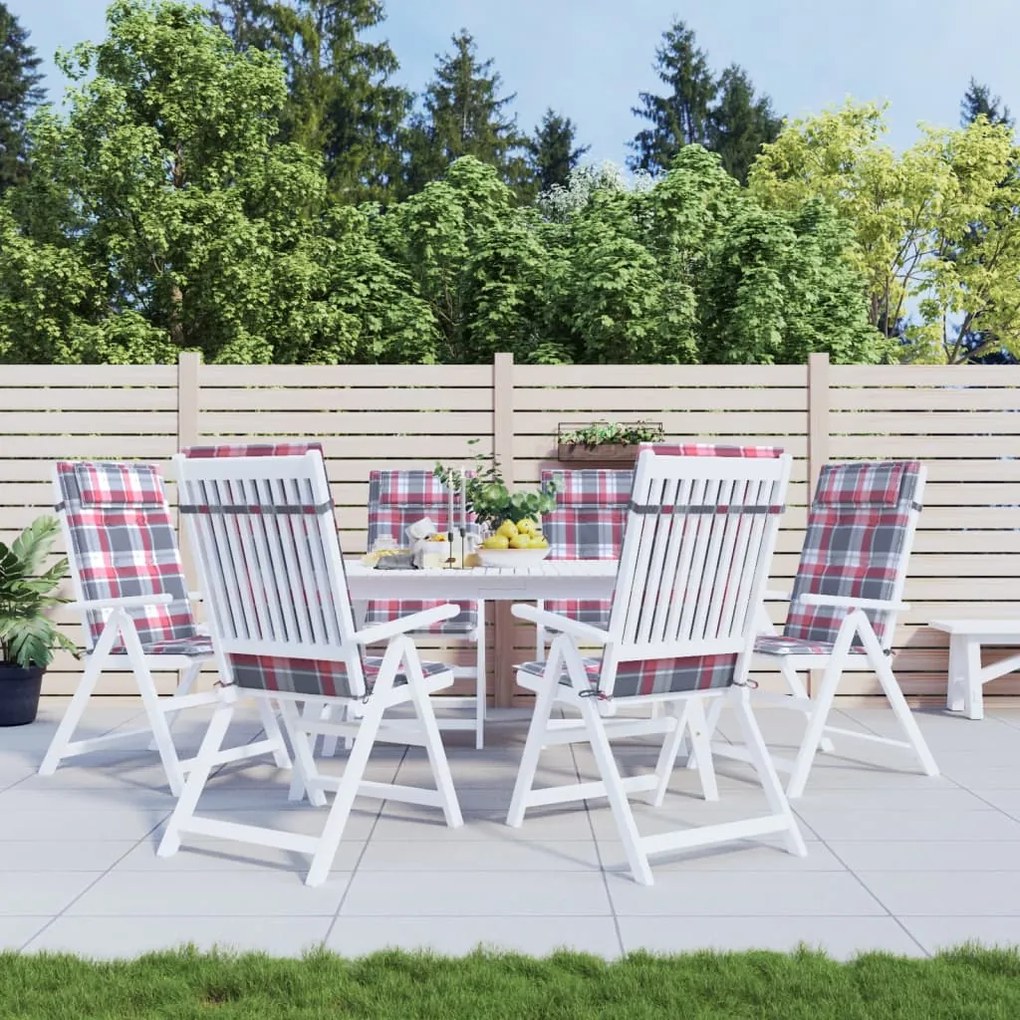 361915 vidaXL Almofadões p/ cadeira encosto alto 6 pcs oxford xadrez vermelho