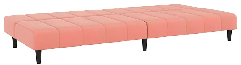 Sofá-cama de 2 lugares veludo rosa