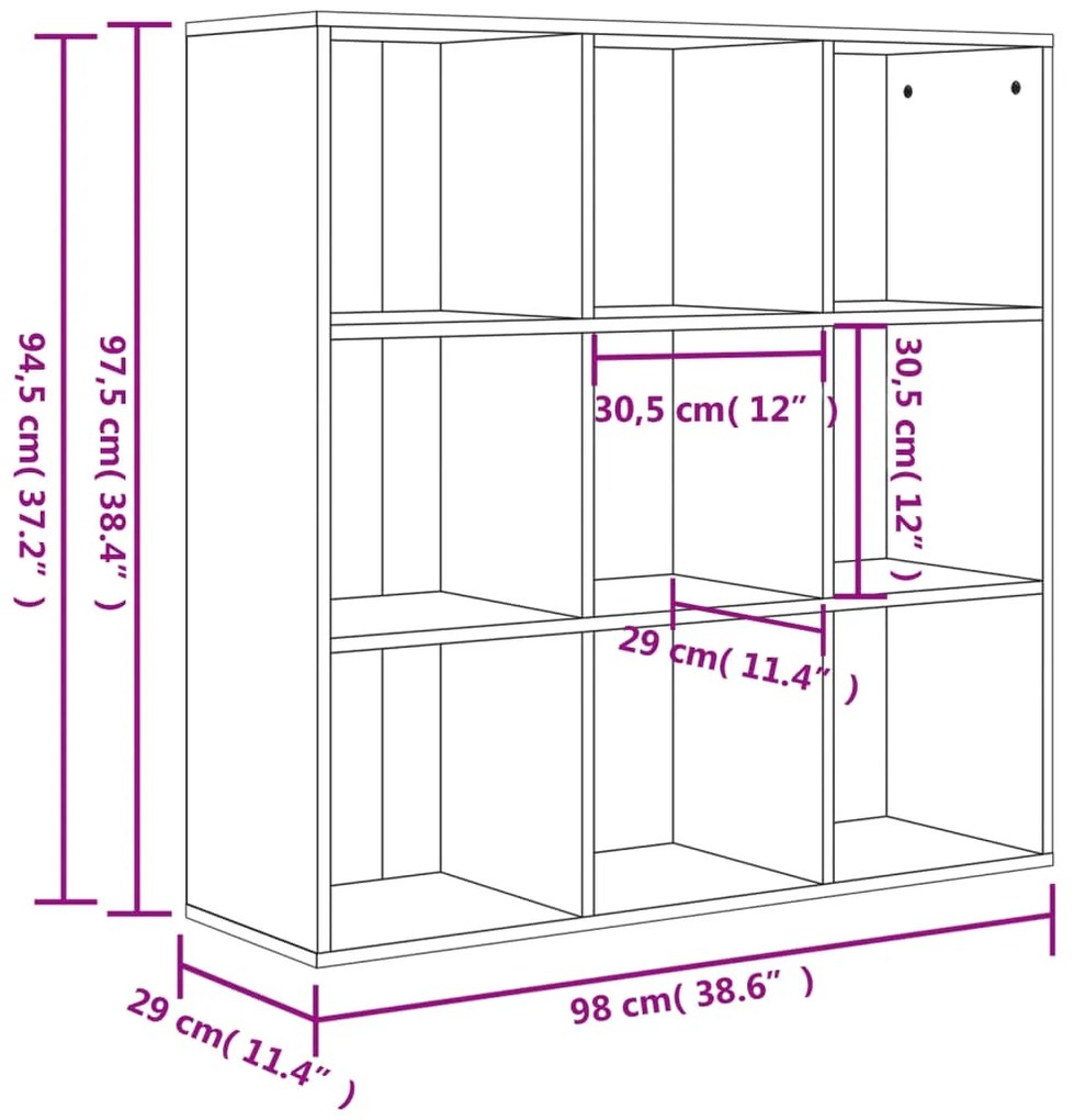 Estante 98x30x98 cm contraplacado cinzento cimento