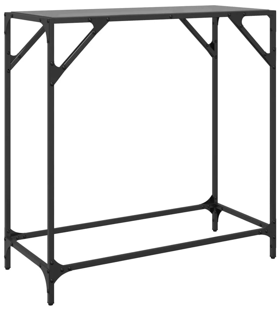 Mesa de centro com tampo em vidro preto 80x35x81 cm aço