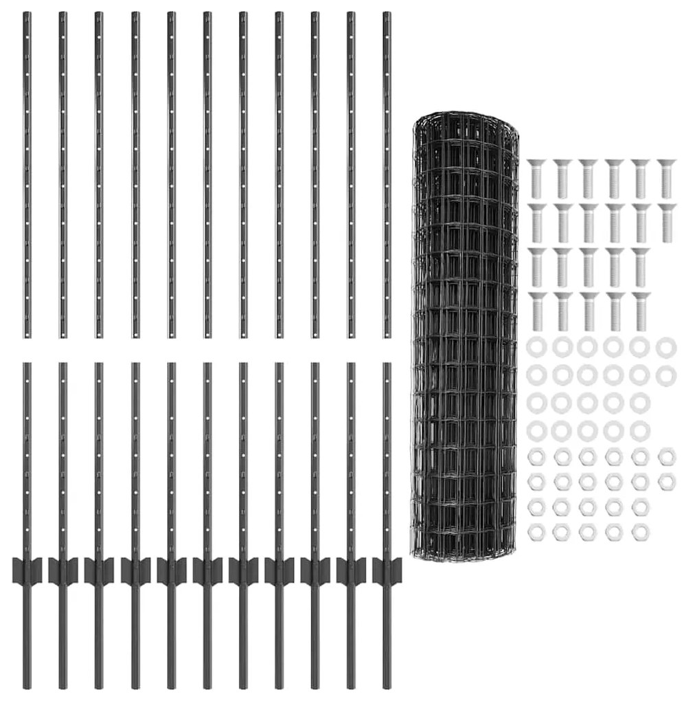 Conjunto de Cerca de Jardim Cinzeto 1.2 x 25 m