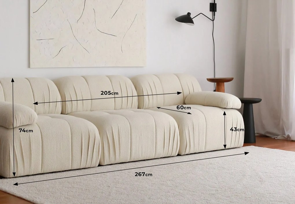 Sofá de 3 Lugares Soli – Branco – 267 cm x 74 cm x 89 cm