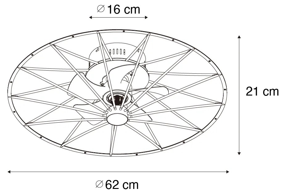 Ventilador de teto preto incl. LED com controlo remoto - Yaran Design