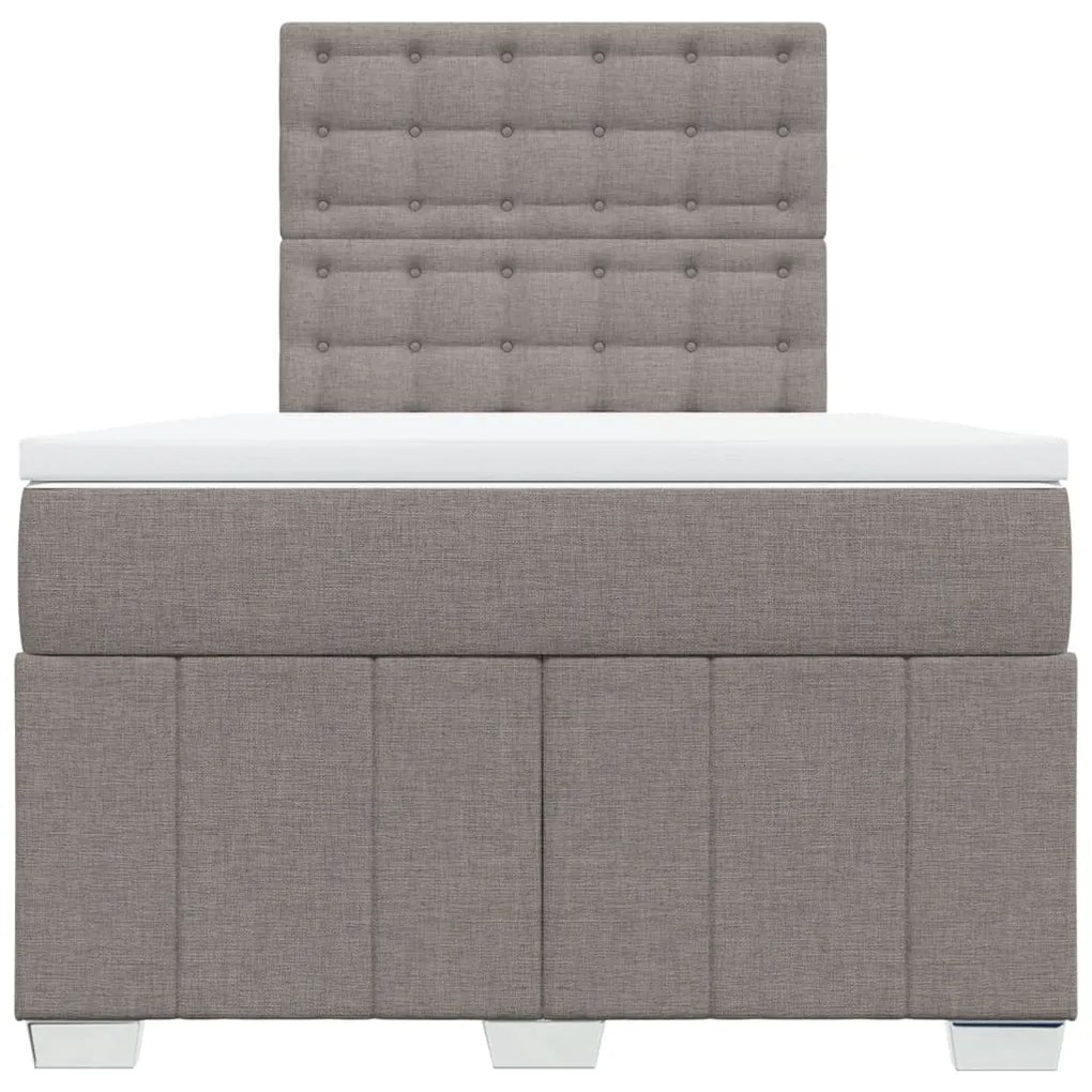 Cama boxspring c/ colchão 120x190cm tecido castanho-acinzentado