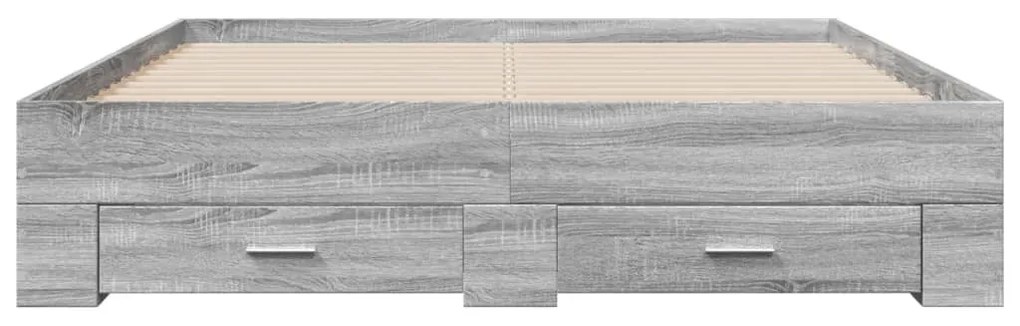 Estrutura de cama c/ gavetas derivados madeira cinza sonoma