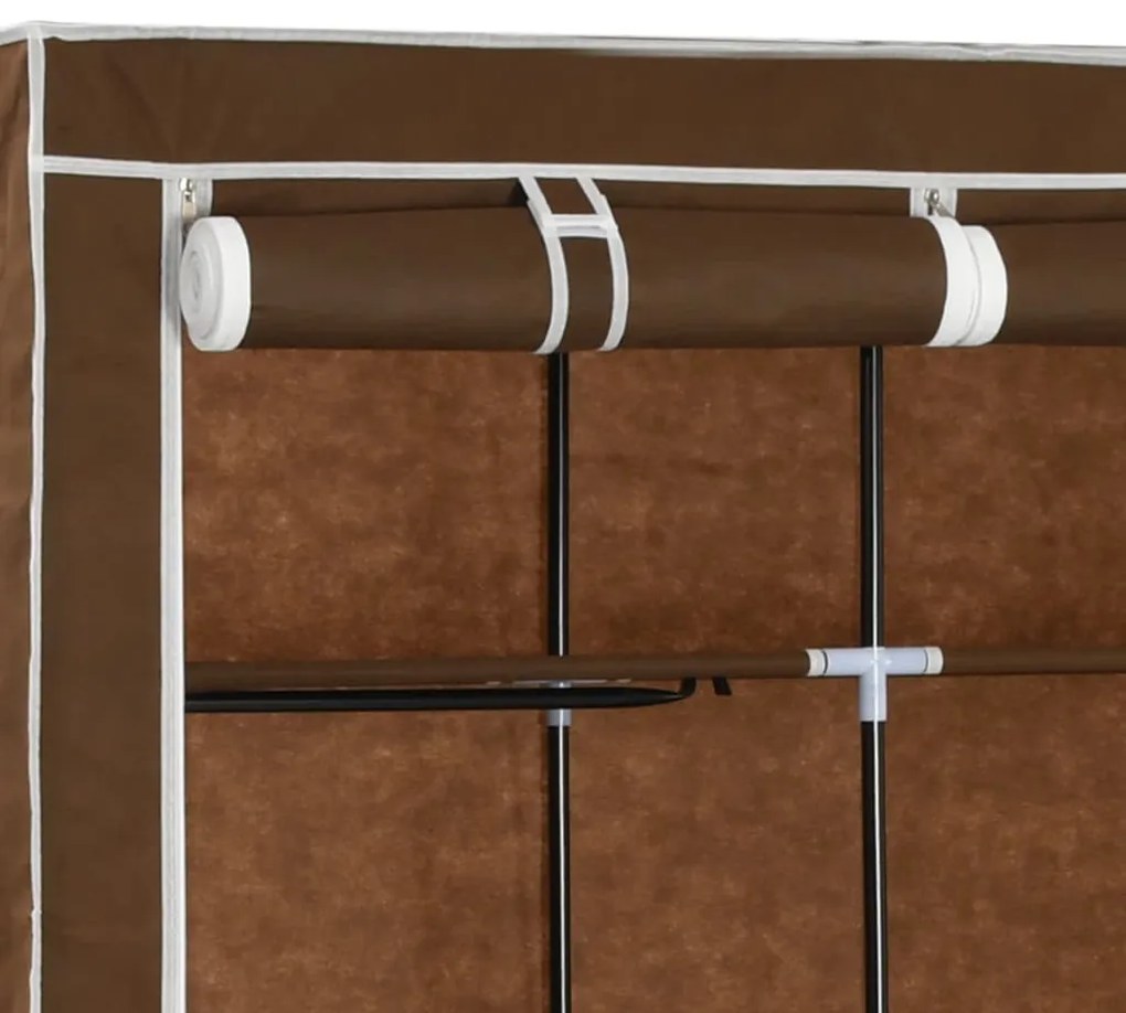 Roupeiro compartimentos e varões 150x45x175cm tecido castanho
