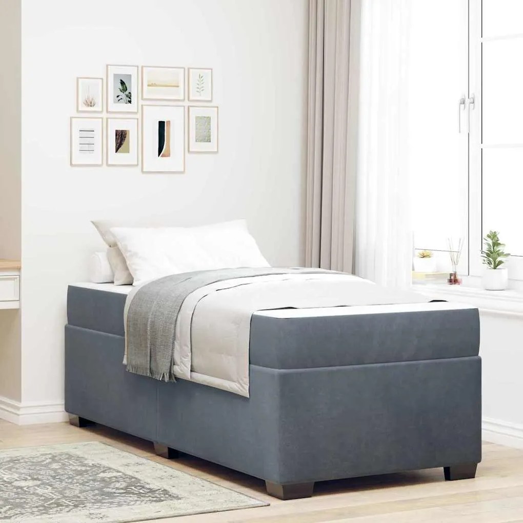 vidaXL Estrutura da Cama com colchão Cinza Escuro 100 x 200 cm tecido