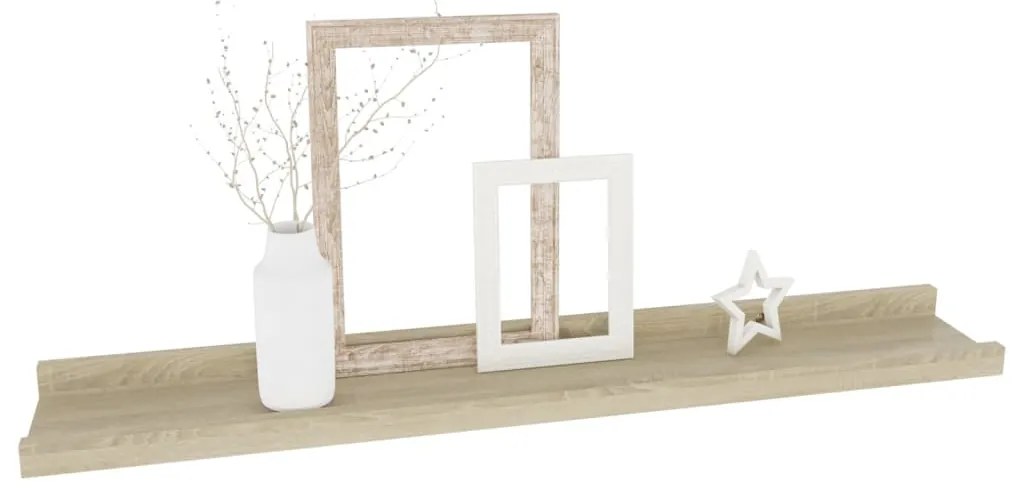 Prateleiras de parede 2 pcs 60x9x3 cm carvalho sonoma