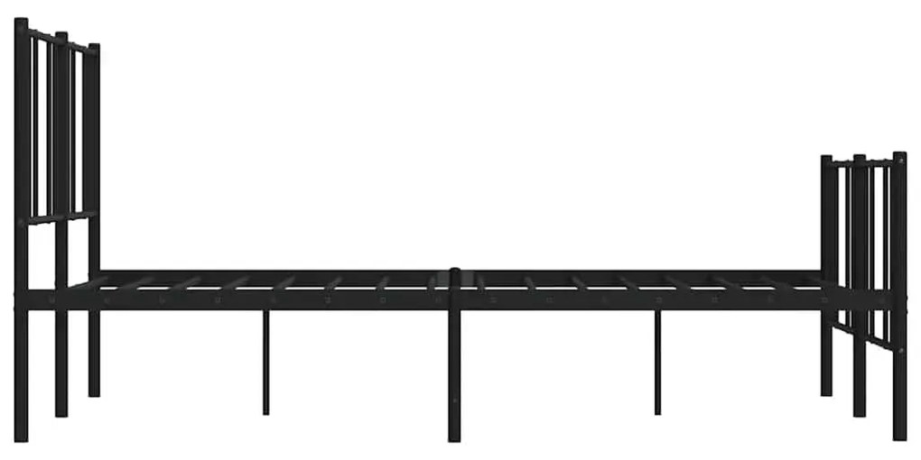 Estrutura de cama com cabeceira e pés 135x190 cm metal preto