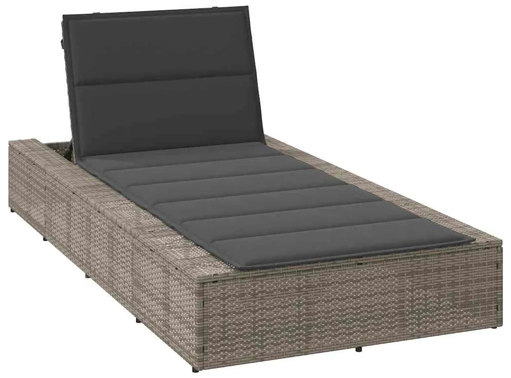 vidaXL Espreguiçadeira com almofada flutuante vime PE cinza