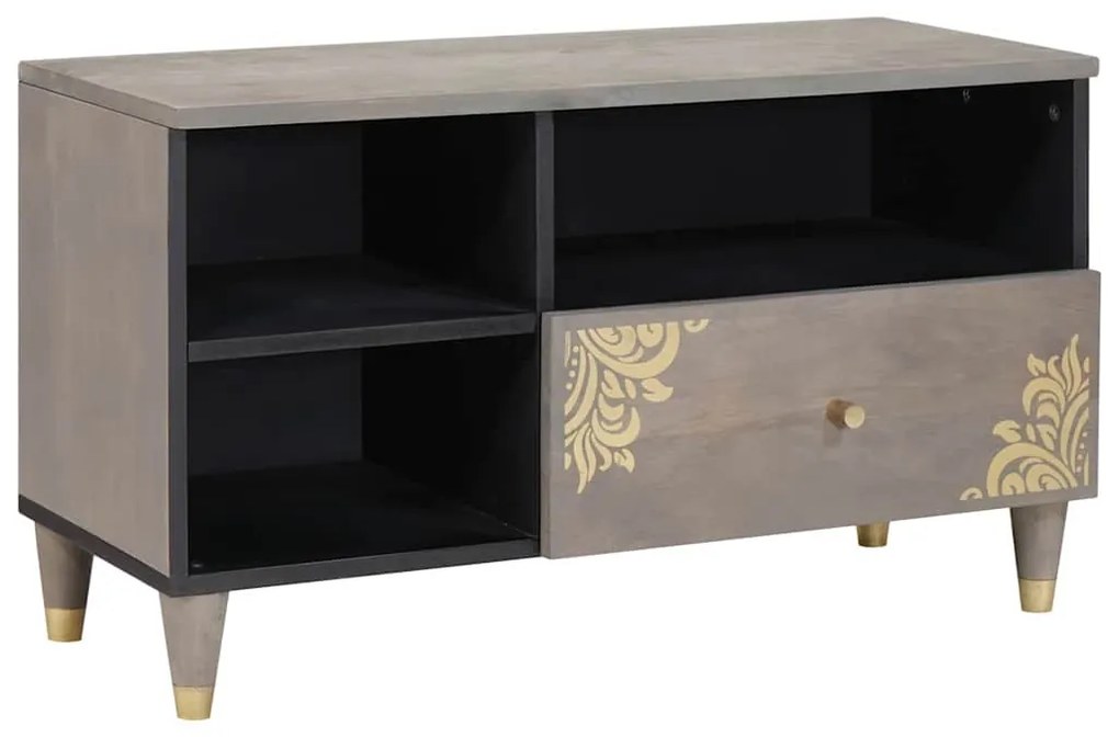 vidaXL Gabinete para TV com gaveta Cinza e Ouro 80 x 33.5 x 46 cm