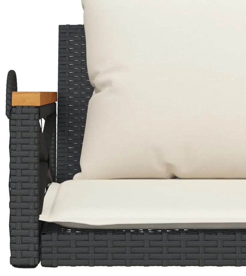 Banco baloiço com almofadões 109x62x40 cm vime PE preto
