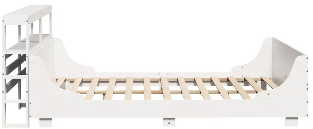 Cama sem colchão 140x200 cm madeira de pinho maciça branco