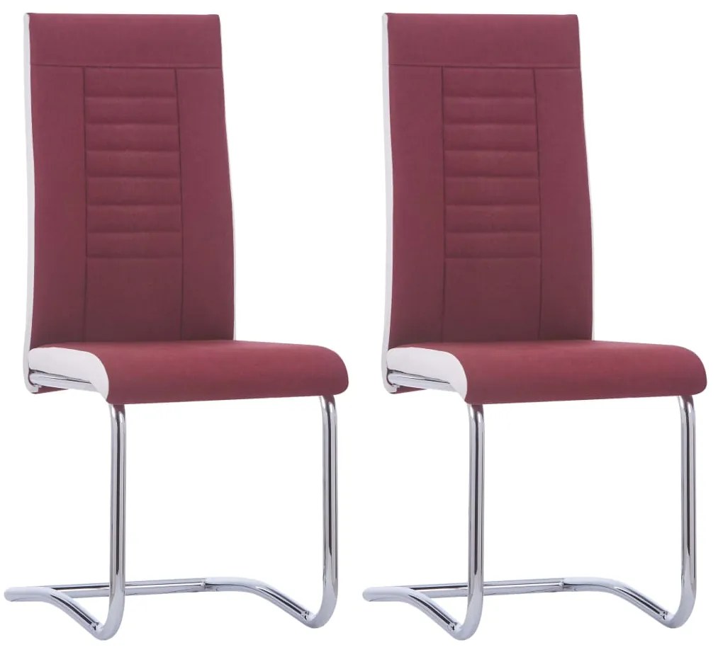 vidaXL Cadeiras de jantar cantilever 2 pcs tecido vermelho tinto