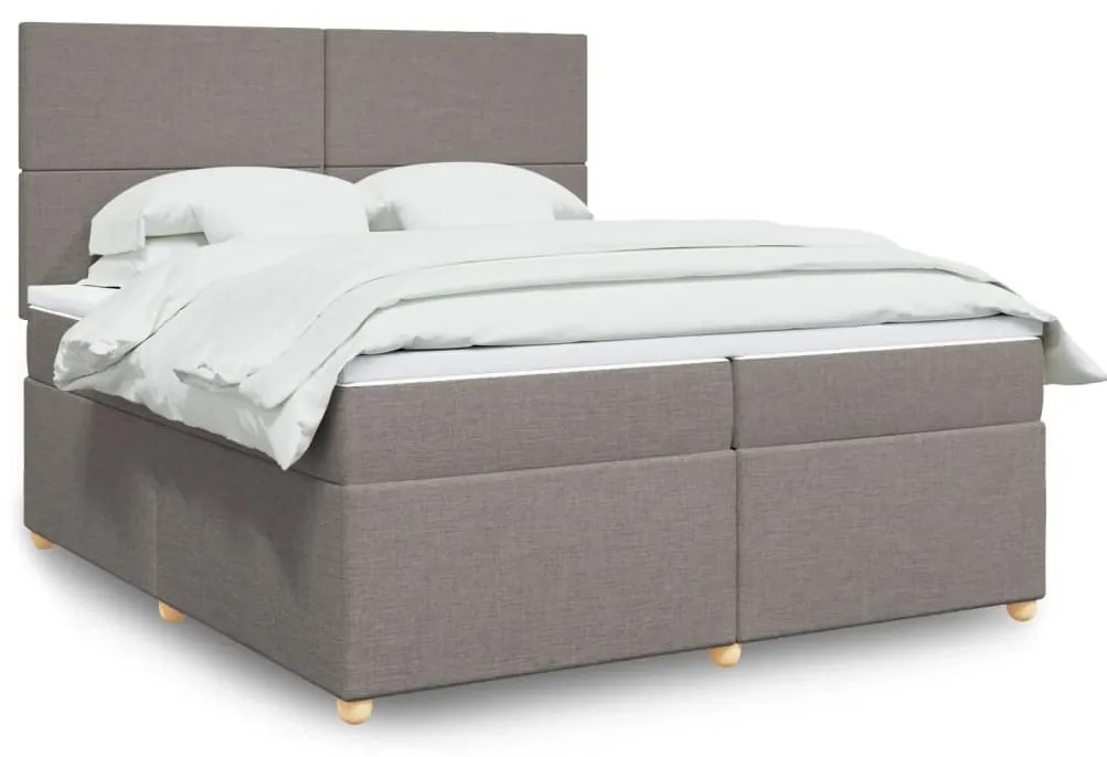 vidaXL Cama com molas/colchão 200x200 cm tecido castanho-acinzentado