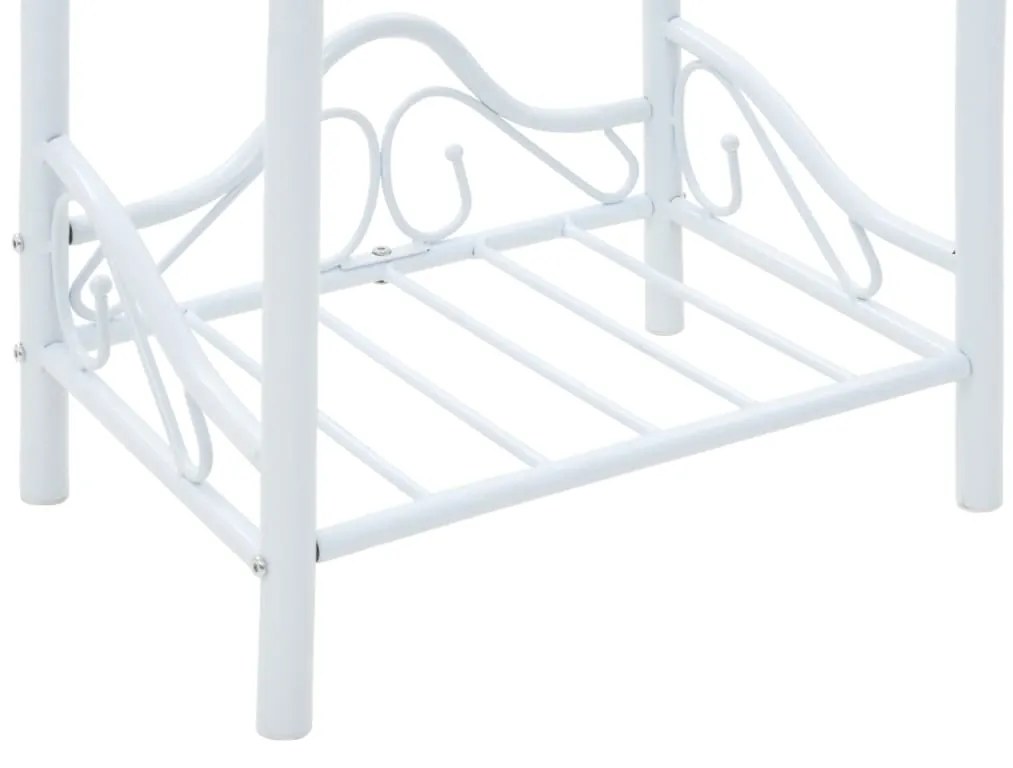 Mesas cabeceira 2 pcs aço e vidro temperado 45x30,5x60cm branco