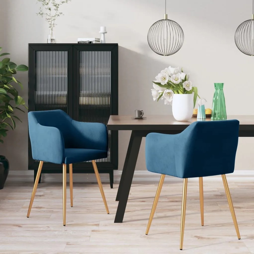 vidaXL Cadeiras de jantar 2 pcs veludo azul