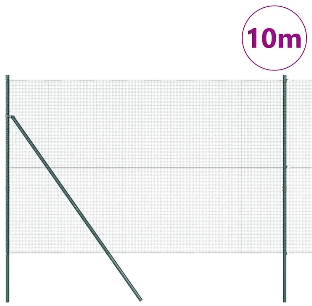 Cerca de Arame Soldado com 7 Postes Verde 1.5x10 m Aço