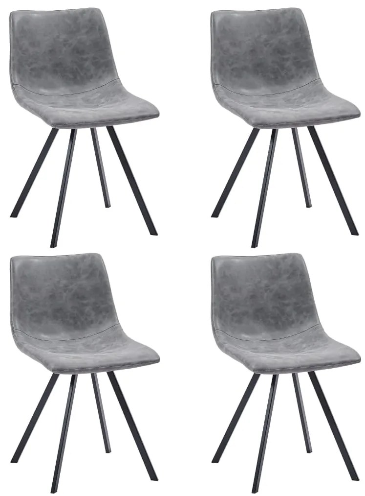 vidaXL Cadeiras de jantar 4 pcs couro artificial cinzento
