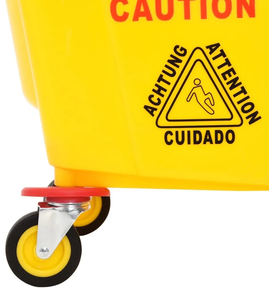 Balde de esfregona com espremedor e rodas 36 L PP amarelo
