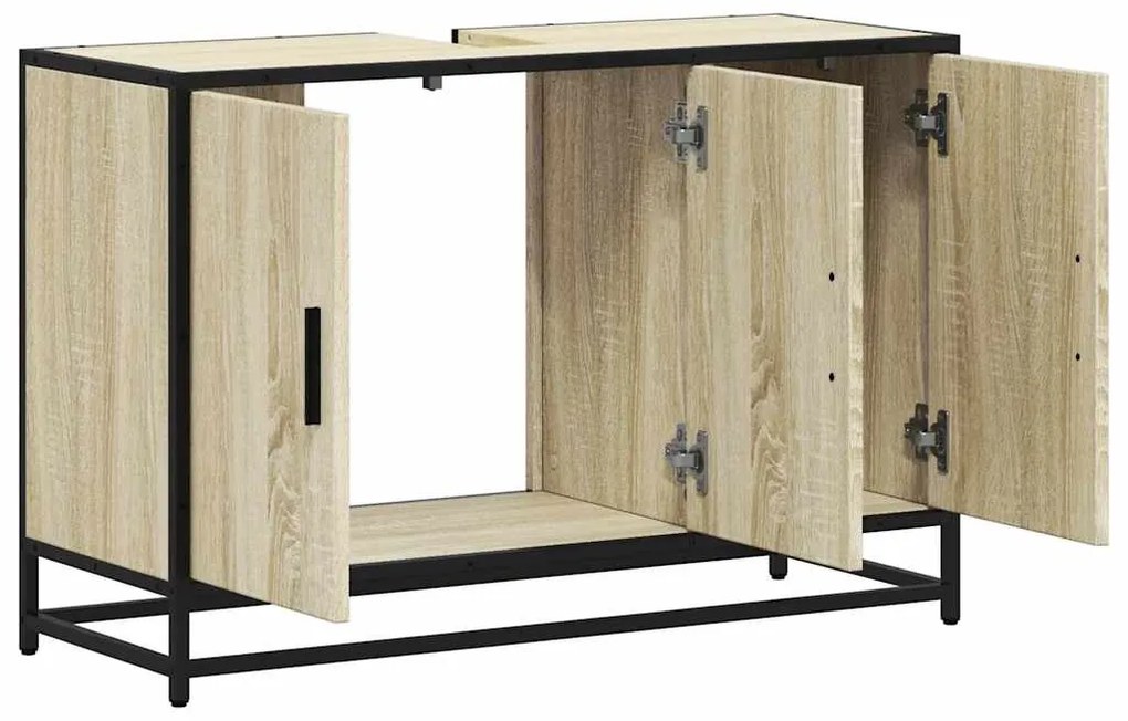 Armário lavatório WC 90x33x60 cm deriv. madeira carvalho sonoma