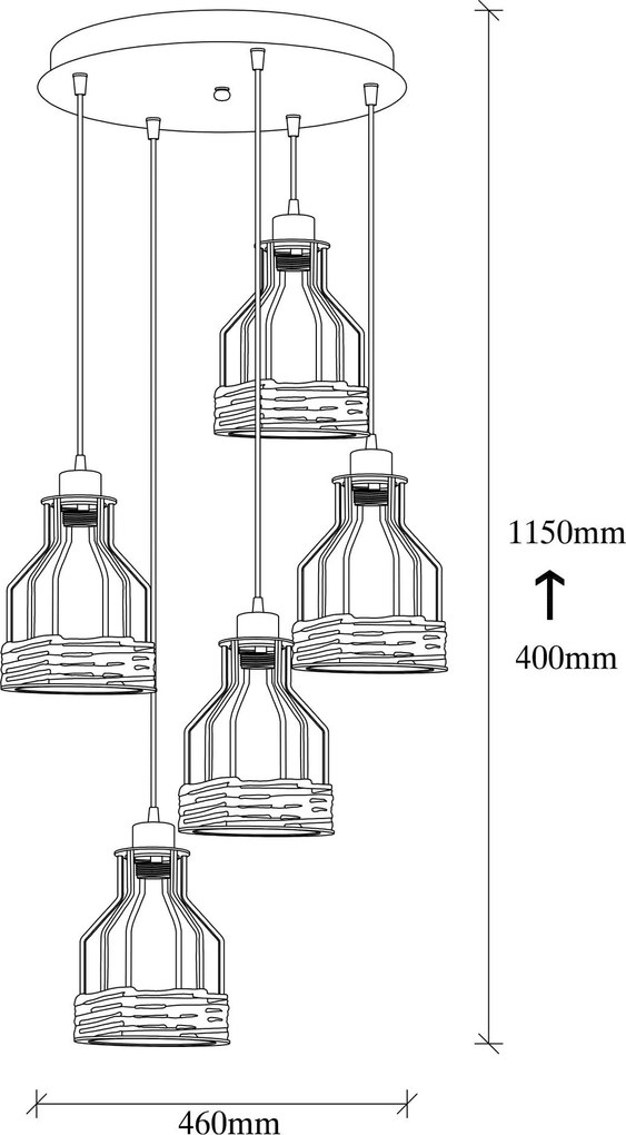 Candeeiro de Teto Fiko – Preto – 46 cm Diâmetro